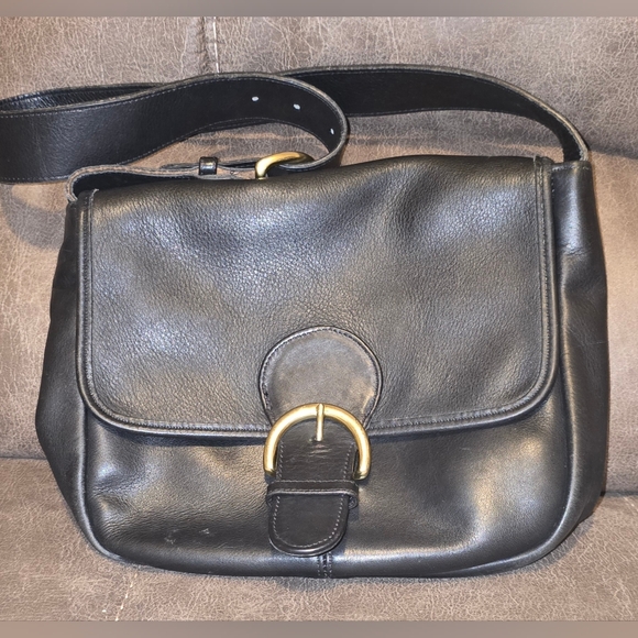 Authentic Rare Vintage Coach Black Genuine Leather Bedford Flap Shoulder Bag4164 - Picture 12 of 12